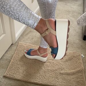 Steve Madden Denim and Cream Platform Sandals